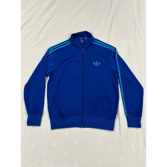 adidas Other - Adidas Track Jacket Blue Teal 3 Stripe Trefoil Logo Full Zip Mens Medium